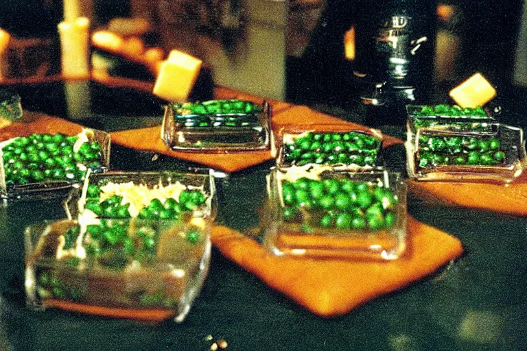 Image similar to peas and cheese aspic, in cyberspace, in 1 9 9 5, y 2 k cybercore, industrial low - light photography, still from a ridley scott movie