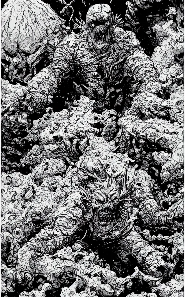 Image similar to the thing norris monster, in the style of james jean and laurie greasley, dynamic composition, dramatic lighting, hyper - realistic, ultra detailed, creepy