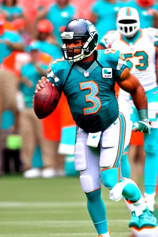 Image similar to russell wilson in a miami dolphins uniform