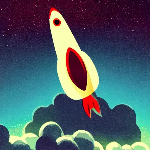 Image similar to A rocketship about to land on an unfamiliar planet, super cool rocket, Acrylic Paint, Concept Art, Digital Art, 16-bit RGB, Global Illumination