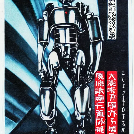 Image similar to japanese horror vhs cover art robocop ai