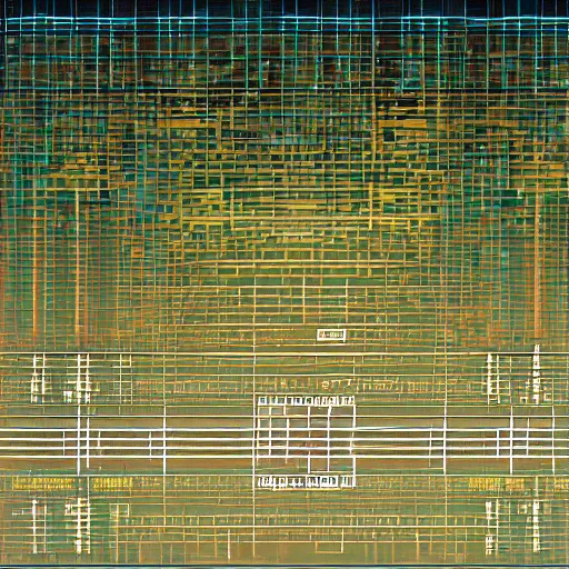 Prompt: nuclear brutalist synthetic sounds waves in infinite recursion