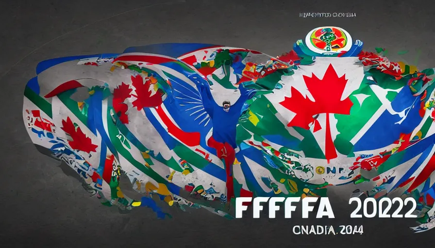 Prompt: fifa world cup 2 0 2 6 in canada, mexico and usa, logo concept, hyperdetailed, artstation, cgsociety, 8 k