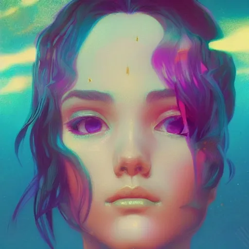 Image similar to beautiful, young woman, sad eyes, tears running down, vaporwave aesthetic, synthwave, colorful, psychedelic, digital painting, artstation, concept art, smooth, sharp focus, illustration, art by artgerm and greg rutkowski and alphonse mucha