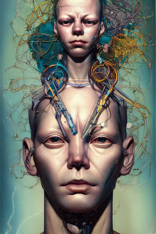 Image similar to medium citizen portrait soft light painted by james jean and katsuhiro otomo and erik jones, inspired by the fifth element, smooth face feature, intricate oil painting, high detail illustration, sharp high detail, manga and anime 1 9 9 9