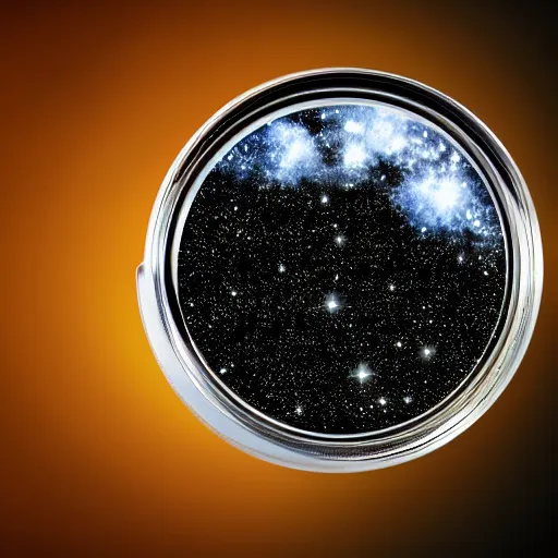 Image similar to A whole universe trying to scape from a jar, photorealistic, 8k,