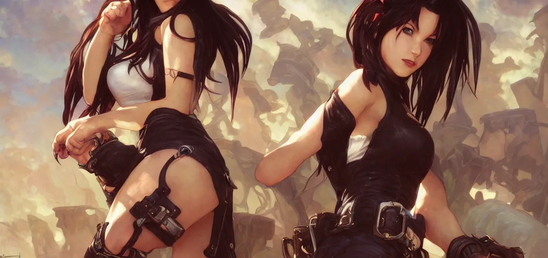 Prompt: Tifa Lockhart by Stanley Artgerm Lau, greg rutkowski, thomas kindkade, alphonse mucha, loish, norman Rockwel