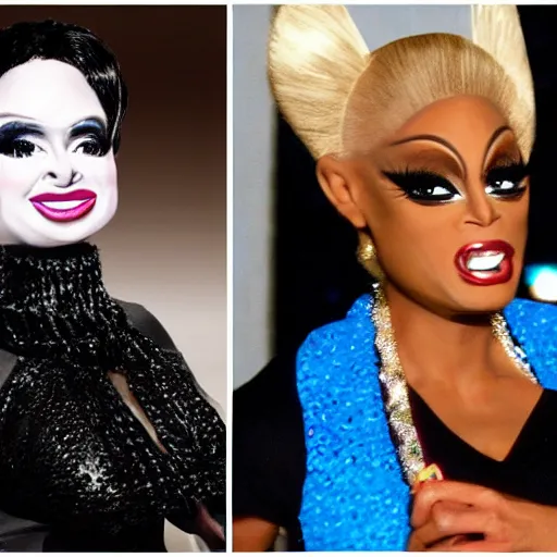 Prompt: ben shapiro in drag on ru paul's drag race