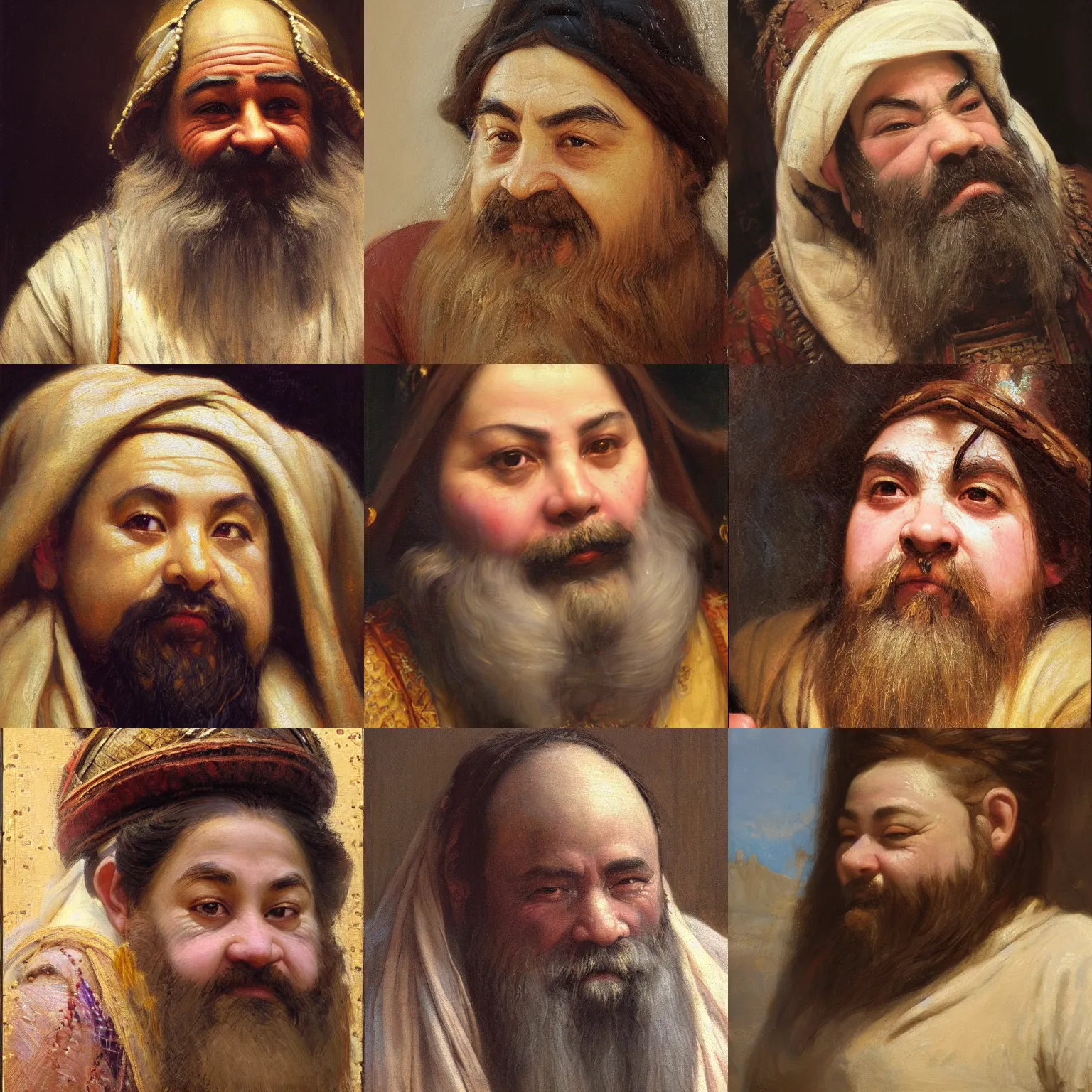 Prompt: orientalism painting of a cute dwarf woman cleric face detail by edwin longsden long and theodore ralli and nasreddine dinet and adam styka, masterful intricate art. oil on canvas, excellent lighting, high detail 8 k