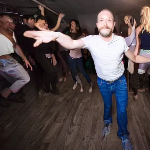 Image similar to photo of a 4 0 year old white man living thinking he's living the best life possible. he looks young for his age. he is at a dance club, it's as if he were in a music video. young woman are flocking to him and can be seen dancing around him in a seductive manner.