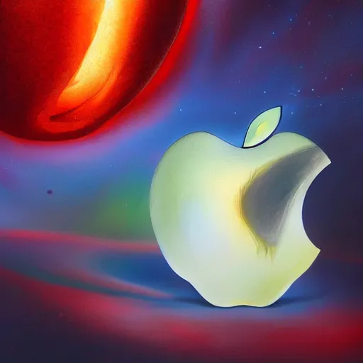 Prompt: An apple burning in space, photorealistic, desolate, terrifying, weird, strange, odd, uncanny, hyper realism, highly detailed, photorealism, smooth gradients, high contrast