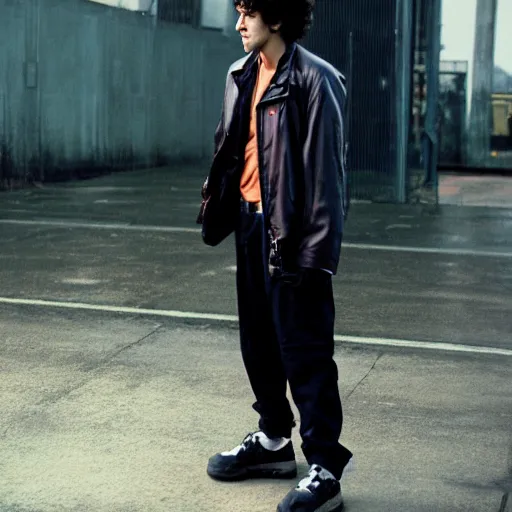 Image similar to spike spiegel wearing techwear, anime