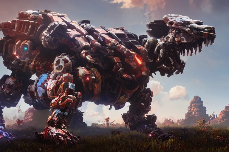 Image similar to shellsnapper machine mecha animal beast robot of horizon forbidden west horizon zero dawn bioluminiscence global illumination ray tracing hdr fanart arstation by sung choi and eric pfeiffer and gabriel garza and casper konefal