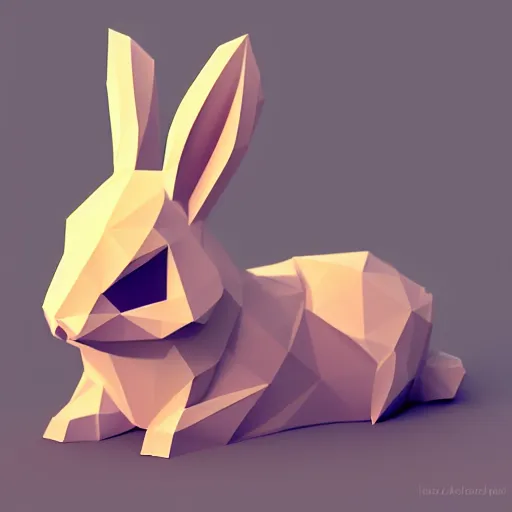 Image similar to bunny, low poly, trending on artstation