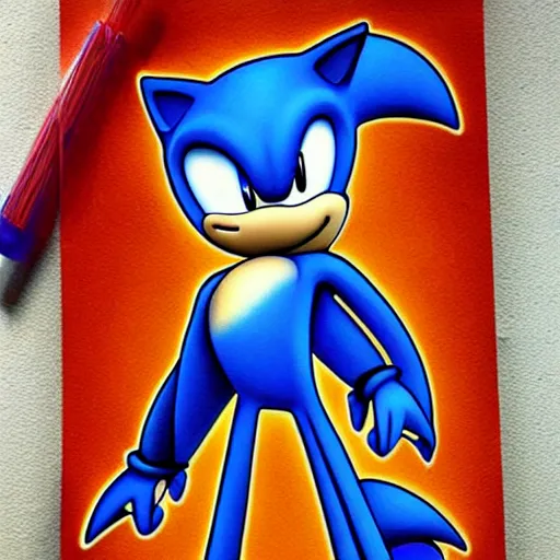 Prompt: sonic art piece from best tattoo artist, realistic color by, on mat paper, winning, alltime favorite, instagram