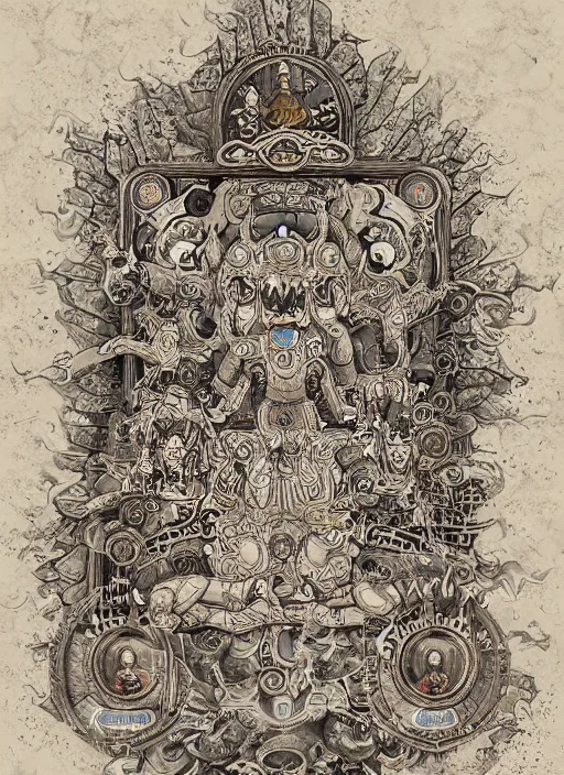 Image similar to Tibetan Book of the Dead as a Portal to Bardo, the world of lost souls, mystic illustration, extremly detailed, trending on artstation