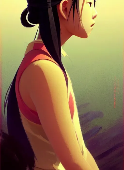 Prompt: a teenager, japanese, looks like mulan, determination, with her hair tied back in a braid, perfect face, symmetric eyes, sharp focus, spectacular reflection, occlusion shadow, artstation, by ilya kuvshinov and jeremy lipking, light novel cover art, 3 d epic illustrations, symmetric body, medium shot