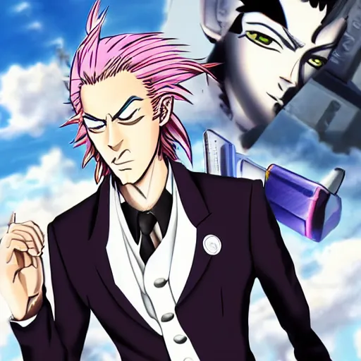 Prompt: kira yoshikage with a gun, high quality anime art