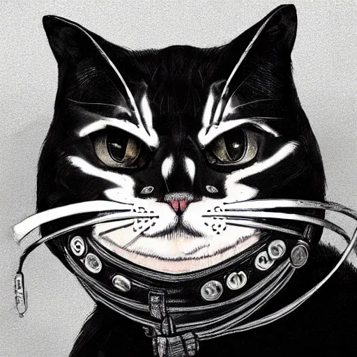 Image similar to Renovatio portrait cat samurai cyberpunk, high detail, high modernization, ultra mega super hyper realistic