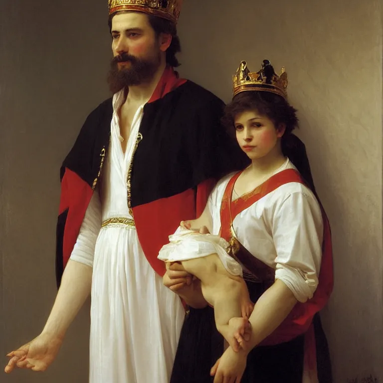 Prompt: Vladimir Putin with Russian crown on by William Adolphe Bouguereau