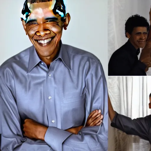 Prompt: Barack Obama with a Karen haircut, studio photo, dslr