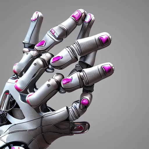 Prompt: a close up shot humanmecha Heart-shaped fingers, two hang, ikea manual, white steel, extreme details, matte, noise, smoke, vertical symmetry, colourful lighting, steel joint, Wires, Mechanisms, unreal engine 5,
