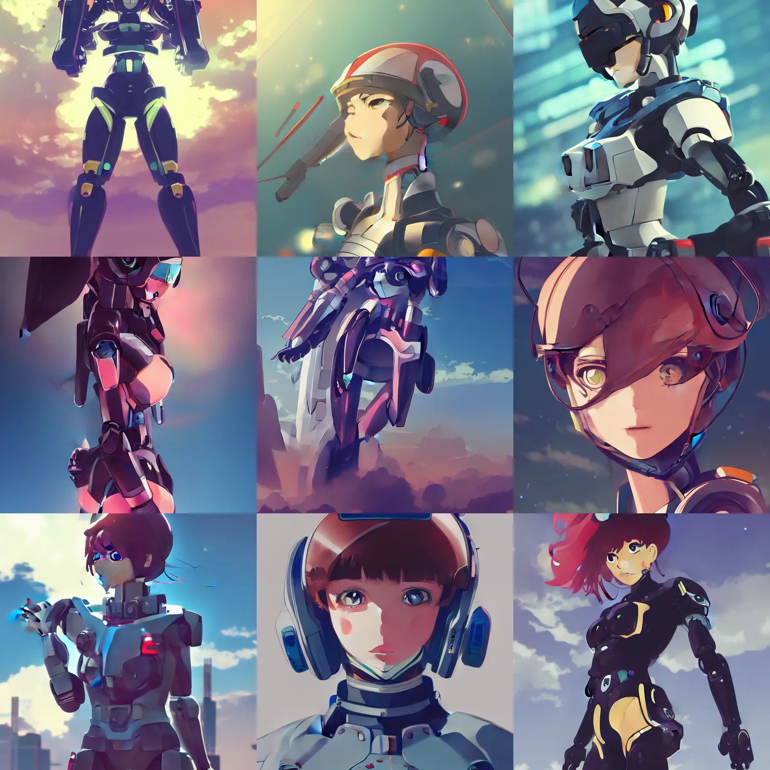 Prompt: Girl mecha pilot by Kuvshinov Ilya, very very very very very very beautiful, Anime Key Visual, dramatic wide angle, by Studio Trigger, daily deviation, trending on artstation, faved watched read, sharp focus, makoto shinkai