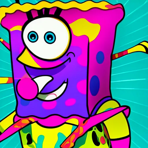 Prompt: psychedelic SpongeBob hd