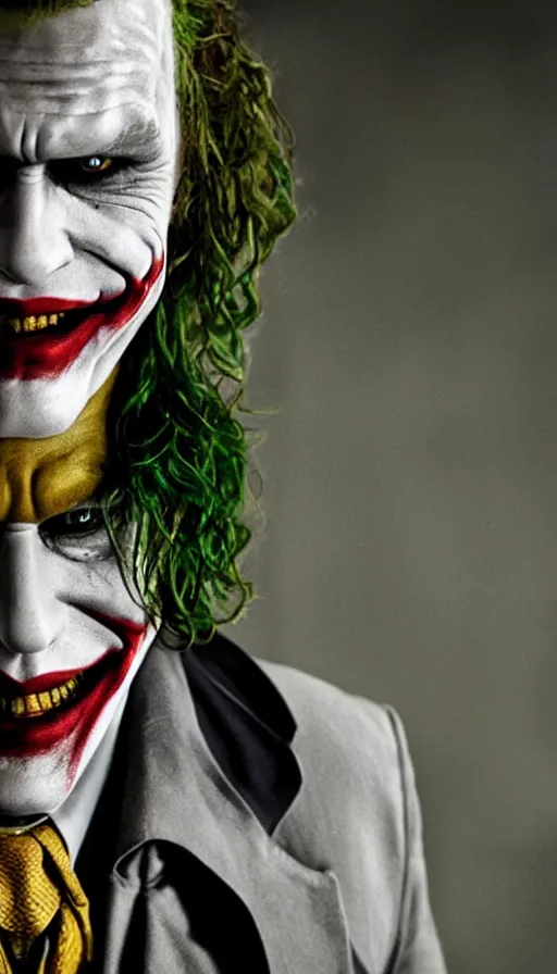 Image similar to WHY SO SERIOUS? Heath Ledger as the Joker, movie still, sharp, highly detailed, hollywood movie