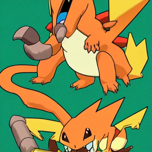 Prompt: charizard eating a pokemon trainer