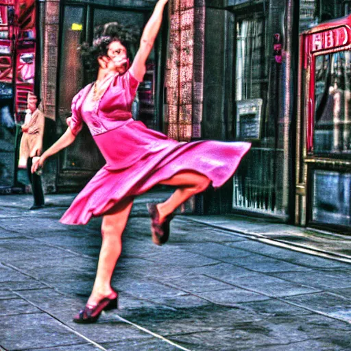 Prompt: elaine from seinfeld dancing cinematic 3 5 mm hdr