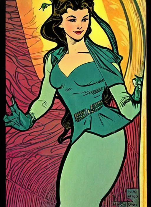 Image similar to a beautiful young woman. she is an elf. well composed, clean elegant painting, beautiful detailed face. retro comic book art by steve ditko and jack kirby and ( alphonse mucha )