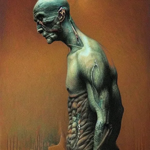 Image similar to tattoo design by beksinski