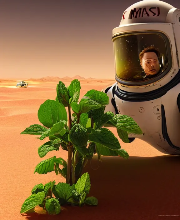 Prompt: elon musk sipping mojito on mars, mottled coloring, adorable, childlike, pastoral environment, ultra realistic, concept art, art nouveau, photorealistic, octane render, 8 k, unreal engine. art by takehiko inoue