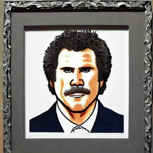 Prompt: portrait of will ferrell in the style of hokusai ukiyo - e woodblock print