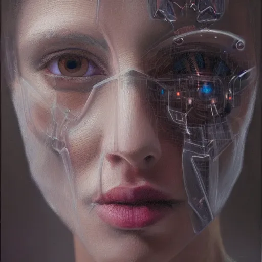 Prompt: artificial super intelligence, oil on canvas, high detail, masterpiece, artstation, intricate, hyperrealism, photo realistic