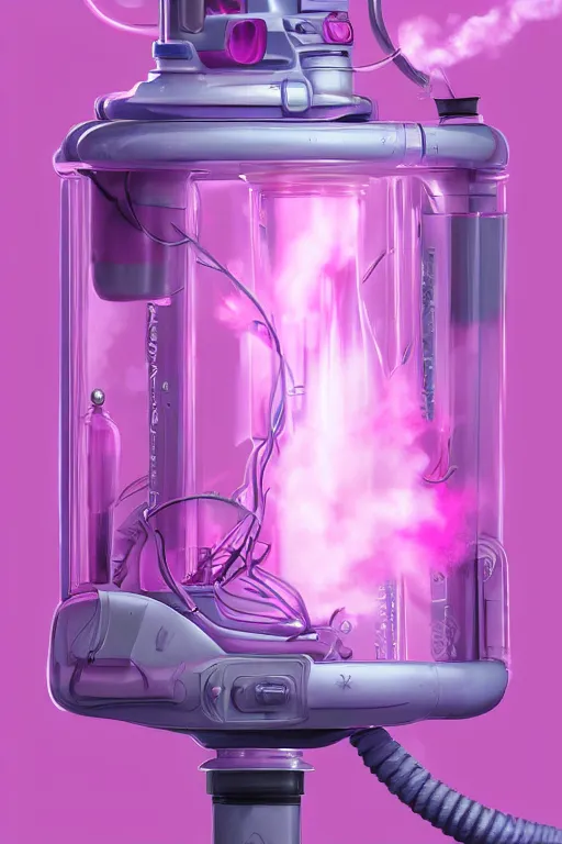 Prompt: Pink Vapor Inhalation Machine, fantasy, magic, ultra detailed, digital art, trending on artstation, illustration