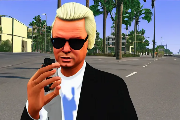 Prompt: geert wilders in grand theft auto vice city