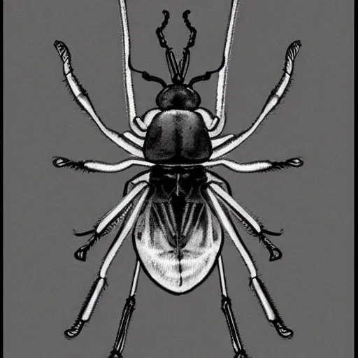 Image similar to bug, black and white, botanical illustration