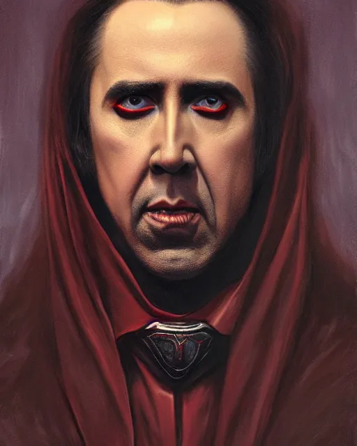 Prompt: nicolas cage as dracula, highly detailed, centered, artstation, concept art, smooth, sharp focus, illustration, bokeh art by artgerm and donato giancola and joseph christian leyendecker zdzisław beksinski