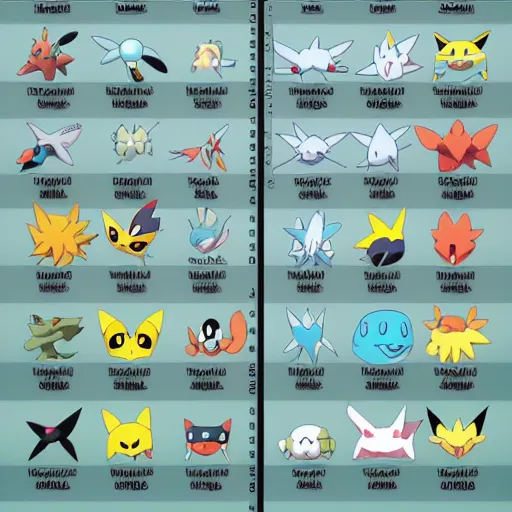 Pokémon type chart. Detailed helpful graph., Stable Diffusion