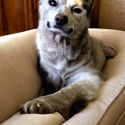 Image similar to cozy picture of older handsome lord richard is sitting gracefully on a sofa, his eyes look wise, happy wise