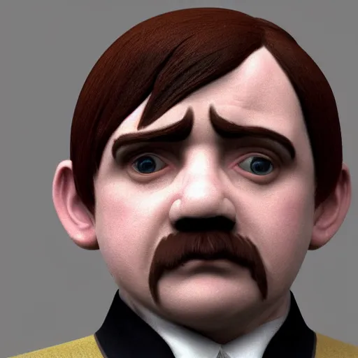 Image similar to adolf hitler as yoohoo fluffy toy, realistic, octane render, trending on artstation, grteg rutkowski