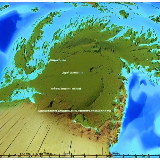 Image similar to this is a land on an unforgiving world of churning oceans and jagged coastlines. every habitable island is situated somewhere along the planet's equator where the weather is still volatile but more hospitable than any points to the north or south