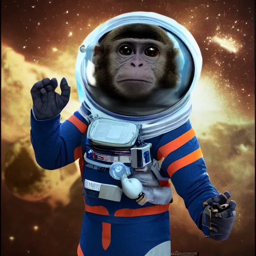 Prompt: monkey astronaut in space, realistic, hd, experiment