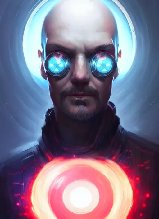 Image similar to « a portrait of cyberpunk lenin, glowing eyes, a digital painting by charlie bowater, featured on cgsociety, fantasy art, behance hd, wiccan, artstation hd »