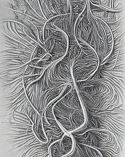 Prompt: Escherichia coli, close up details, drawn by Ernst Haeckel,