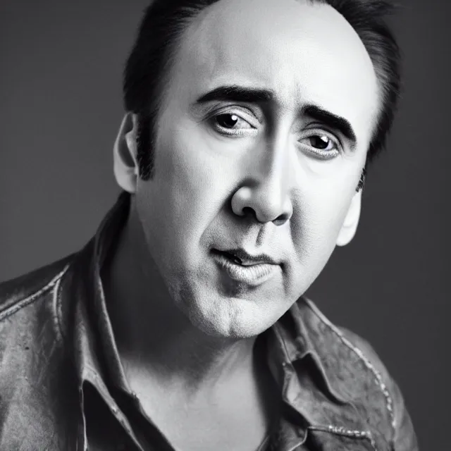 Image similar to nicolas cage headshot photo portrait headshot even lighting young handsome