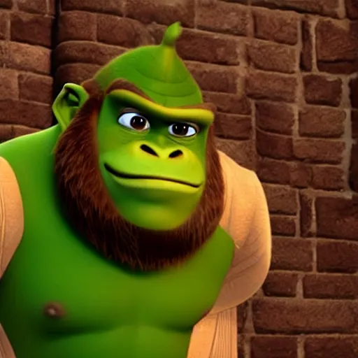 Image similar to donkey kong as fiona from shrek, movie still