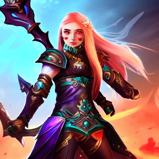 Prompt: a game female warrior, league of legends style - n 9